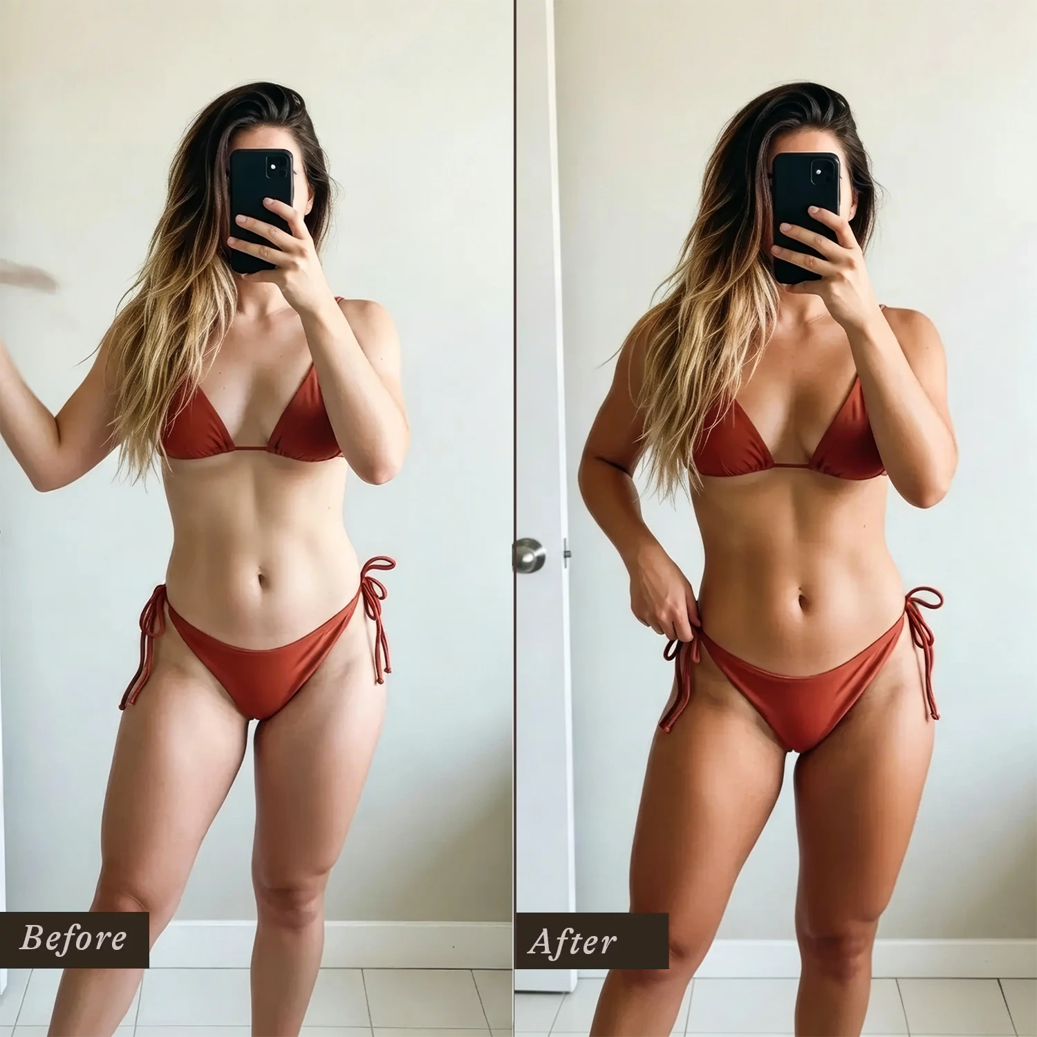 Before and after self-tanning patch — 4 weeks, 2 boxes