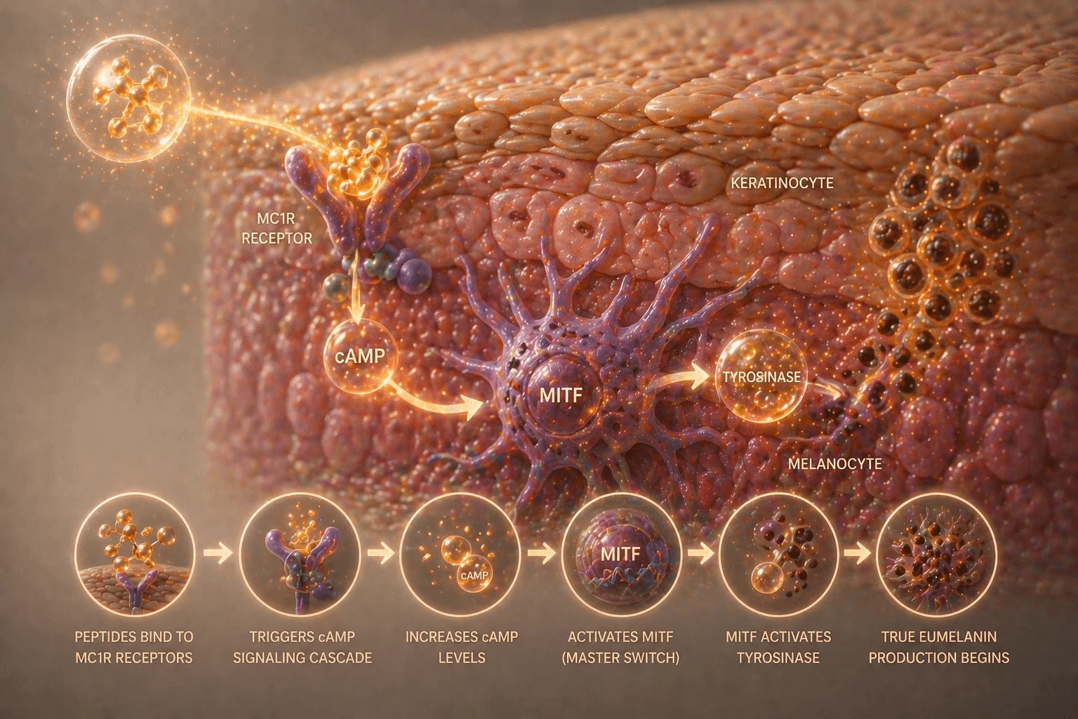 Melanin activation illustration